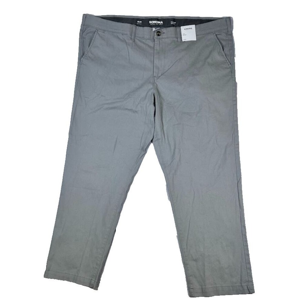 Sonoma Goods For Life Mens Chino Pants 48x30 Gray Straight Flexwear New NWT